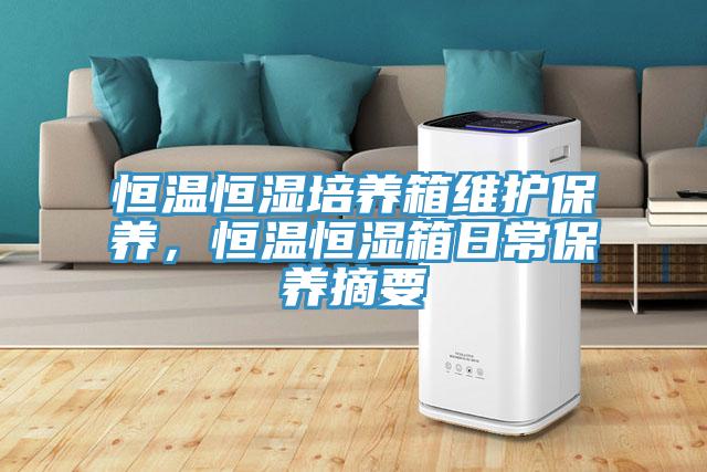 恒温恒湿培养箱维护保养，恒温恒湿箱日常保养摘要